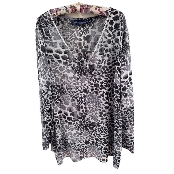 Susan Graver Women's Animal Print Blouse w/ Tank Top Set 2X Plus Size Dressy - Picture 1 of 6